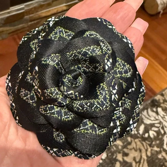 CHANEL Black, Gold and White - Camellia Flower. - Picture 1 of 2